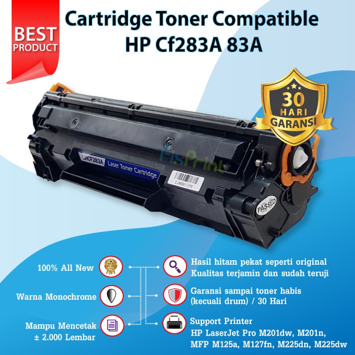 Cartridge Toner Compatible HP Cf283A 83A Tinta Refill Printer LaserJet Pro M201dw M201n MFP