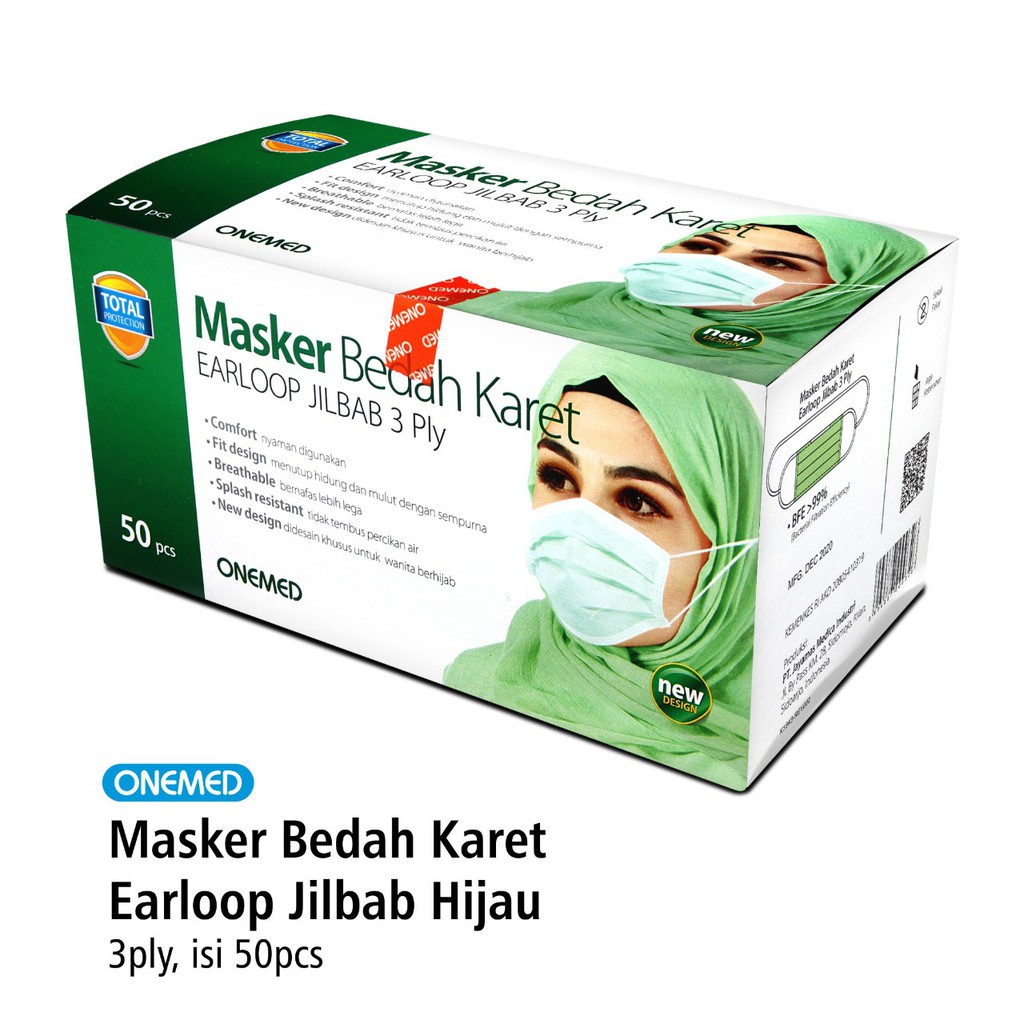 Masker Jilbab Green OneMed box 50pcs OJB