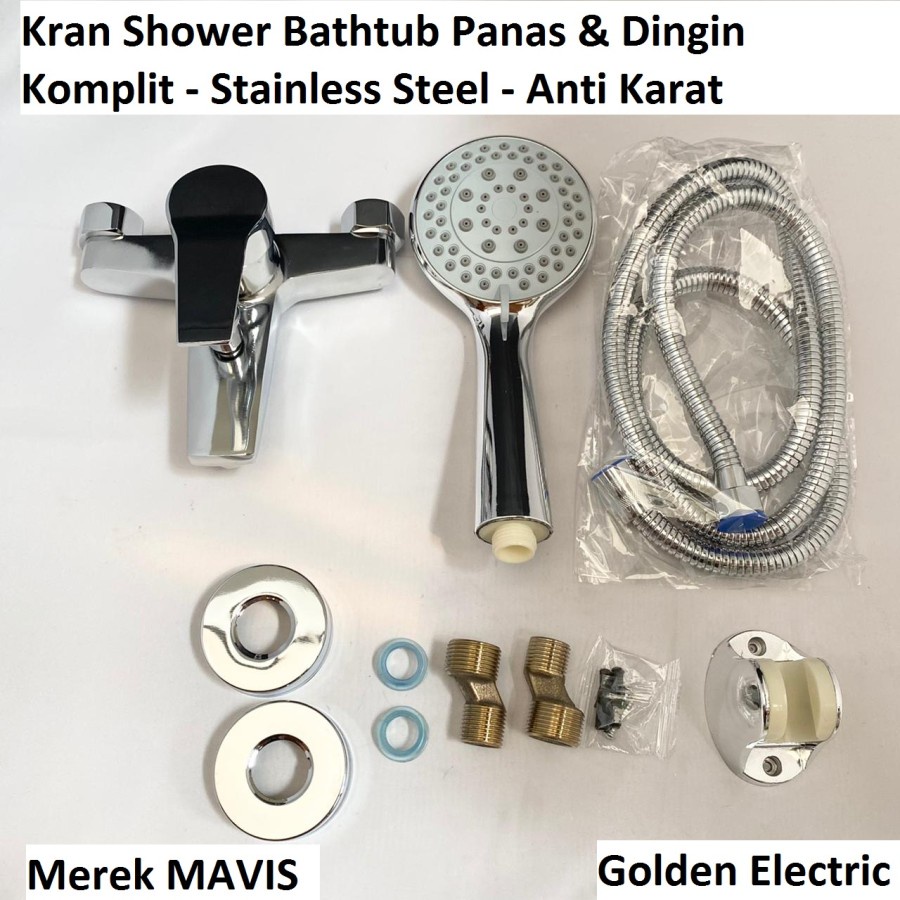 Kran Keran Air Hand Shower Bathtub Mandi Bath Tub Panas Dingin Komplit