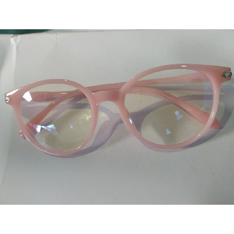 Kacamata anti radiasi  Wanita Pria Frame Sunglasses Lensa Transparan import TOSERBA-Pink susu