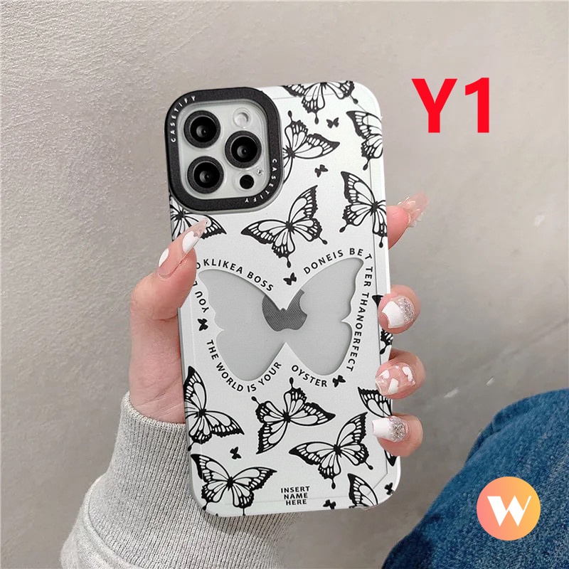 Trend CASE.TiFY Butterfly Phone Case Compatible for iPhone 11 12 13 Pro Max XR X XS MAX iPhone 6 6s 7 8 Plus SE 2020 Transparent Fashion Soft TPU Camera Protector Back Cover