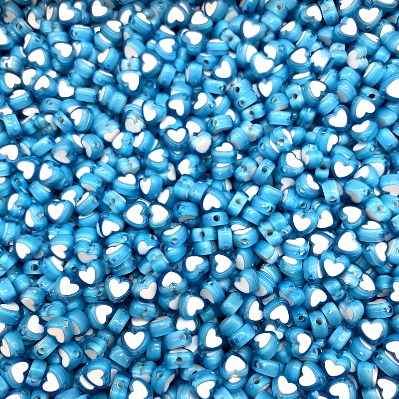 50pcs / Lot Manik-Manik Akrilik Bentuk Hati Warna Biru Peach Ukuran 8mm Untuk Membuat Perhiasan Diy