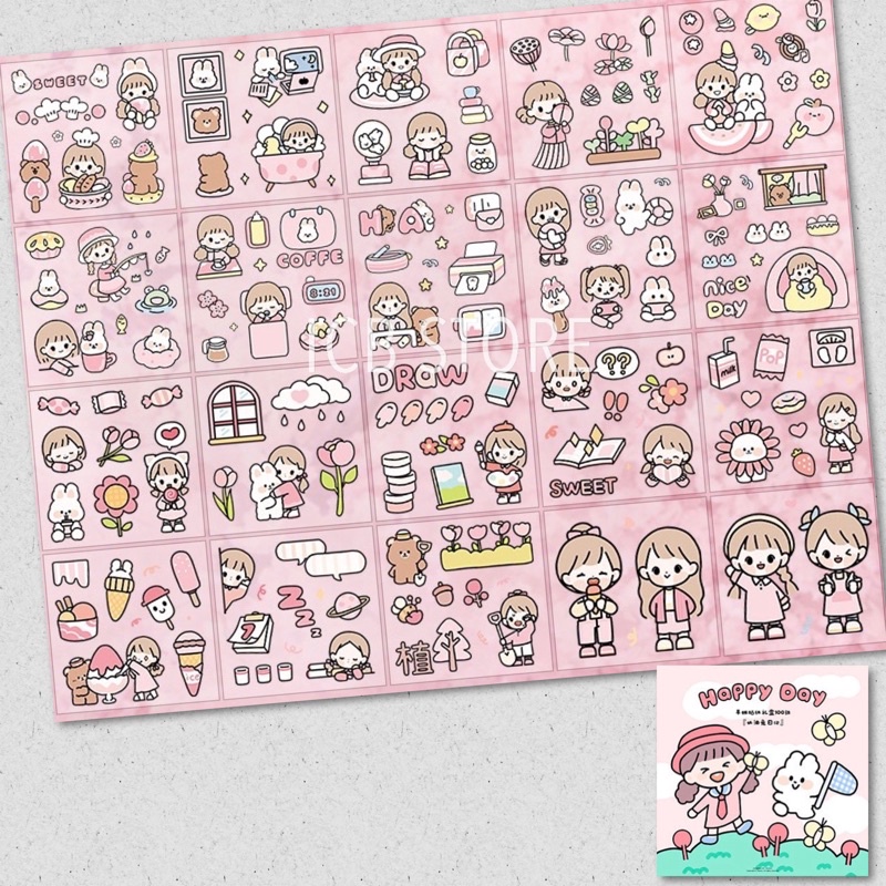 1 Lembar Stiker Aesthetic Tumblr Hp / Stiker Lucu Telado-PINK PVC