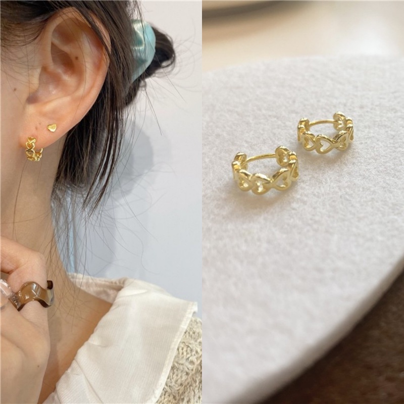 Anting Stud S925 Silver Model Rantai Hati Untuk Wanita