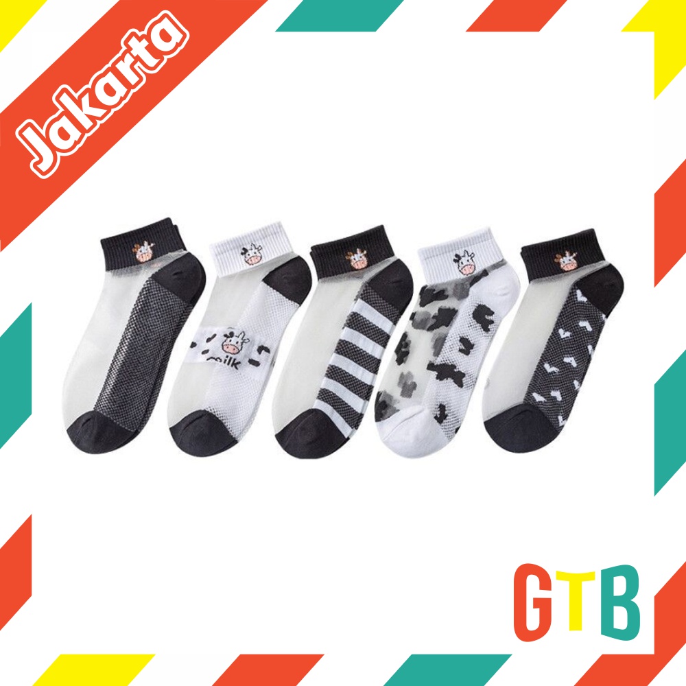 ❤️GTB❤️ Kaos Kaki korea Motif Sapi Transparan Kaos Kaki Ankle Cute Socks Short Sepatu Lucu Wanita Pria Murah Import KK022