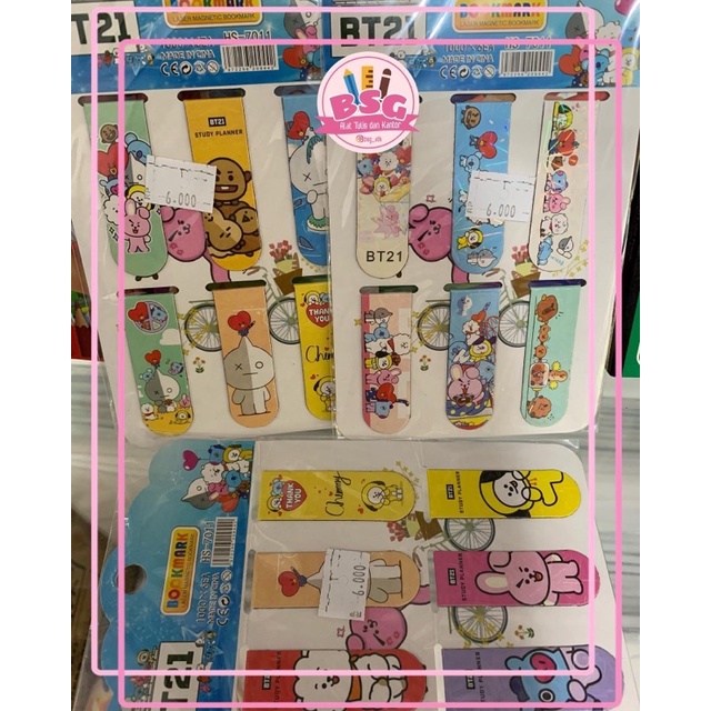 

Pembatas buku magnet karakter isi 6pcs dan 20