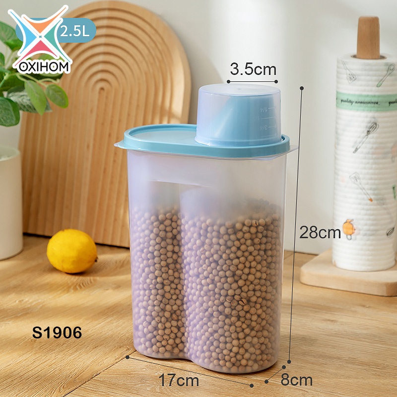 Oxihom Toples Plastik Makanan Snack Sereal Tuang Wadah Penyimpanan Makanan-S1906 Biru