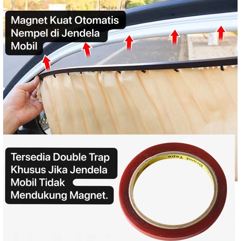 AM-10 Tirai Gorden Jendela Kaca Mobil Model Lem 3M &amp; Magnet Window Sun Shades Isi Paket 4 pcs Car Gorden Bisa Untuk Mobil Universal Merek Apa aja