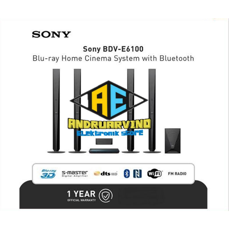 SONY Blu-Ray Home Theater with Bluetooth BDV-E6100