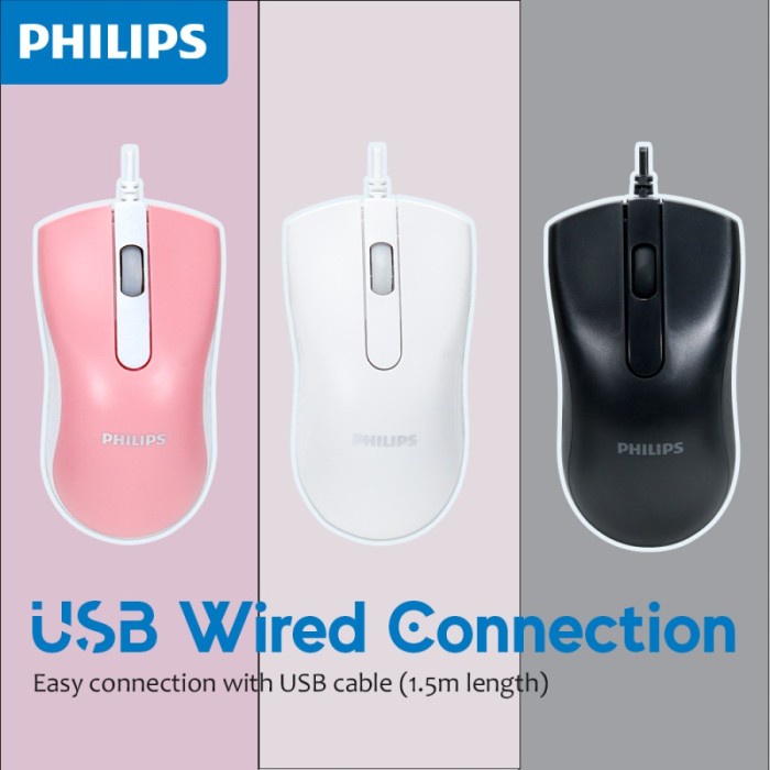 Mouse USB Philips M101 Wired M-101 Kabel Office Ergonomic Design