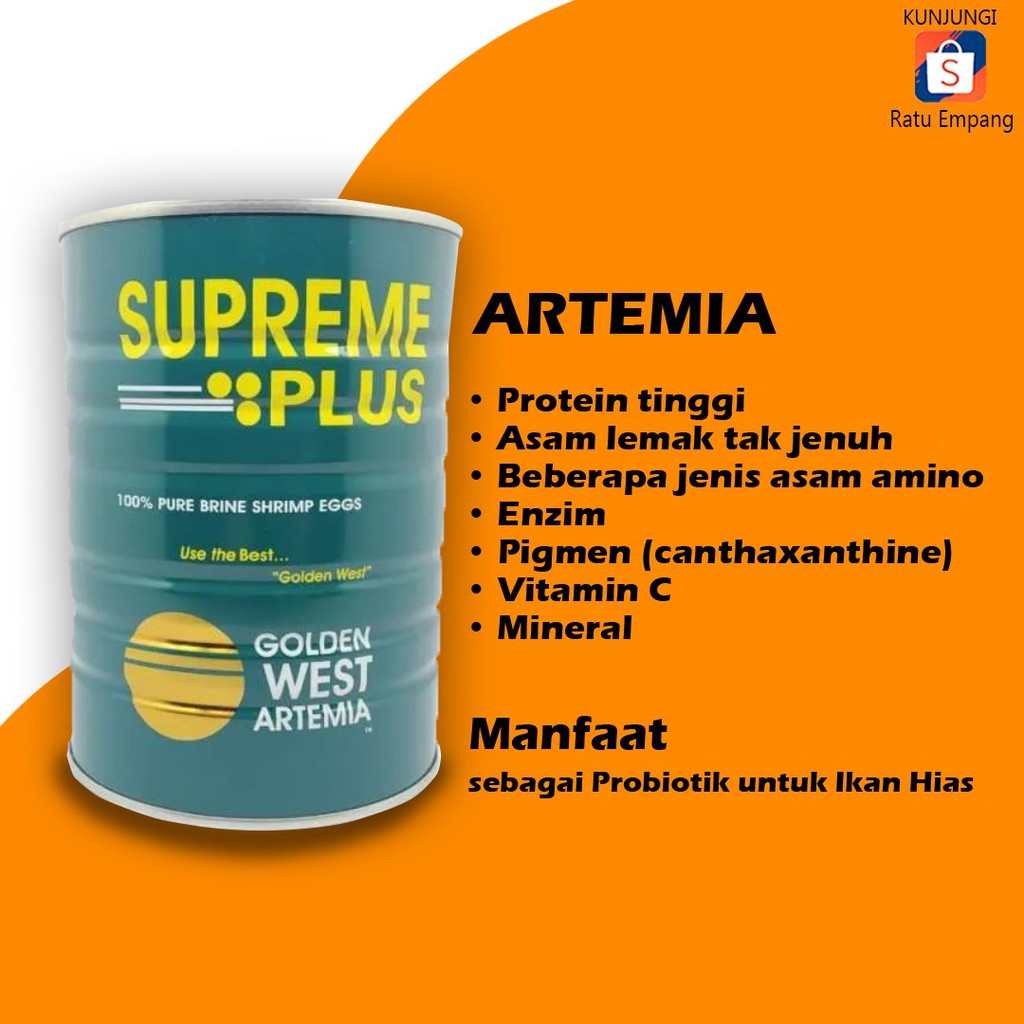 ARTEMIA SUPREME PLUS GOLDEN WEST 1 KALENG 425 GR / PAKAN BURAYAK CUPANG / PAKAN IKAN HIAS / MAKANAN 