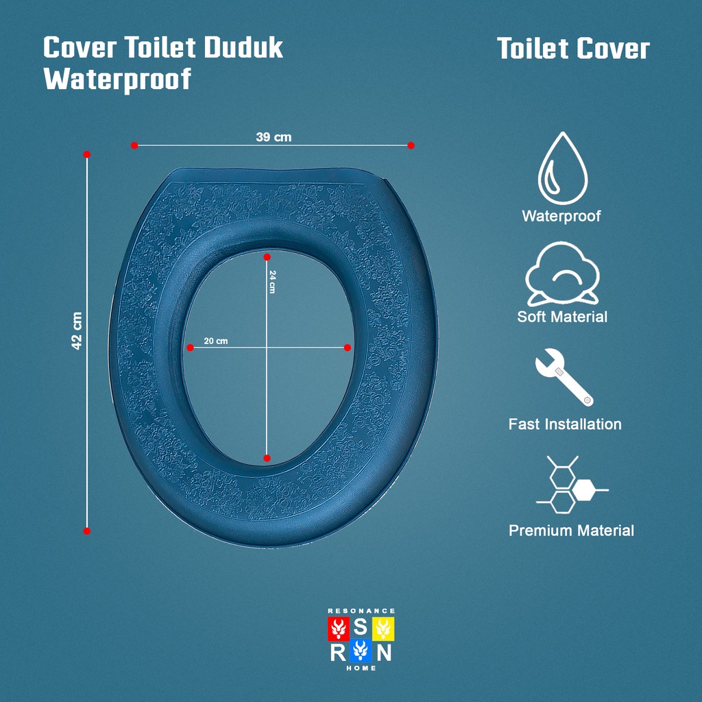 Alas Tempat Duduk WC Toilet Waterproof Universal Cover Pelapis Dudukan Closet Tahan Air Resonance Home