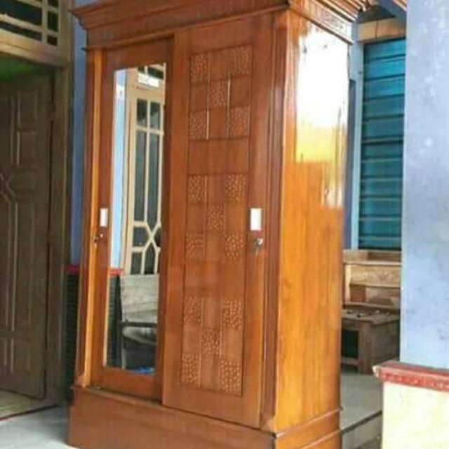 Lemari pintu 2 sliding murah jati jepara
