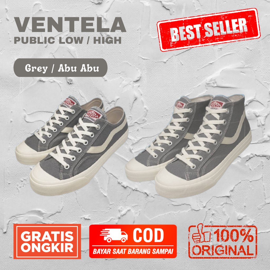 Jual Sepatu Ventela Public Grey Abu Abu Low High Original Ventela Shoes Original Termurah