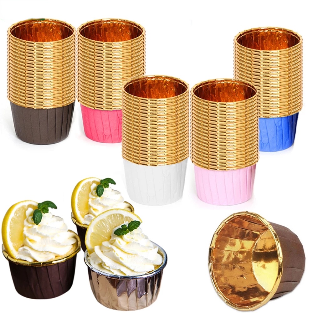 50 Pcs Case Baki Kue Muffin Bahan Aluminum Foil Untuk Dapur