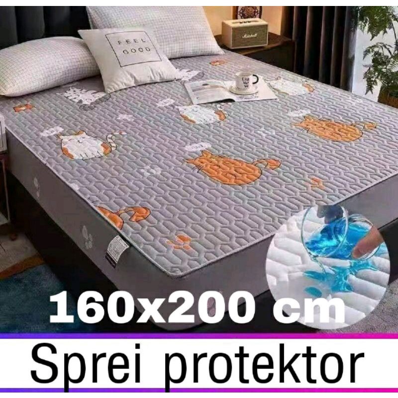 Sprei Sultan Waterproof anti ompol anti tahan air size 120x200 90x200 160x200 180x200 Seprei Adem full Karet tipe 1 2 3-Waterprof kucing