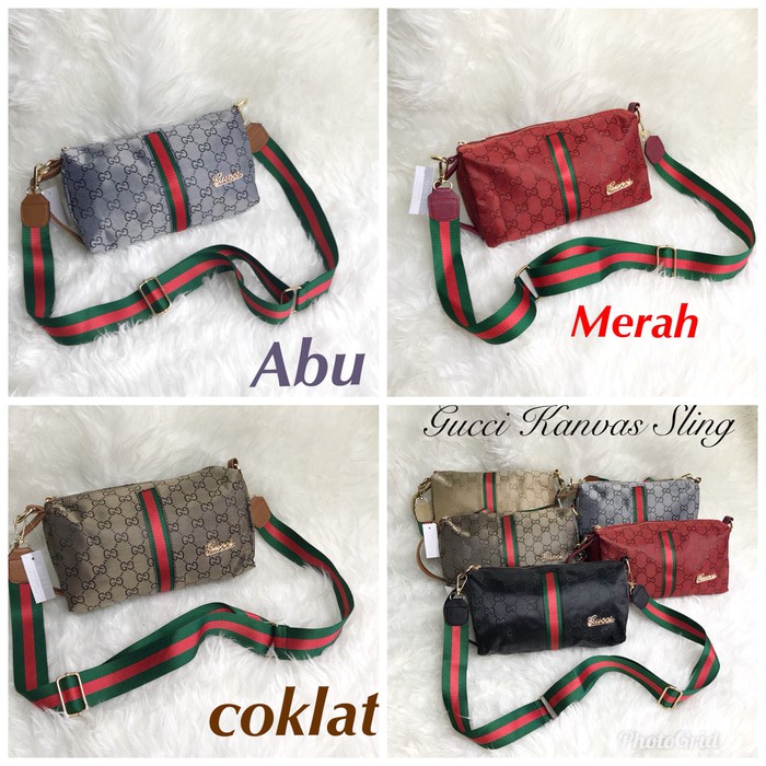 BARANG MURAH TAS WANITA GUCCI KANVAS SLING SPEEDY BATAM IMPORT MURAH - HITAM CEPETAN..