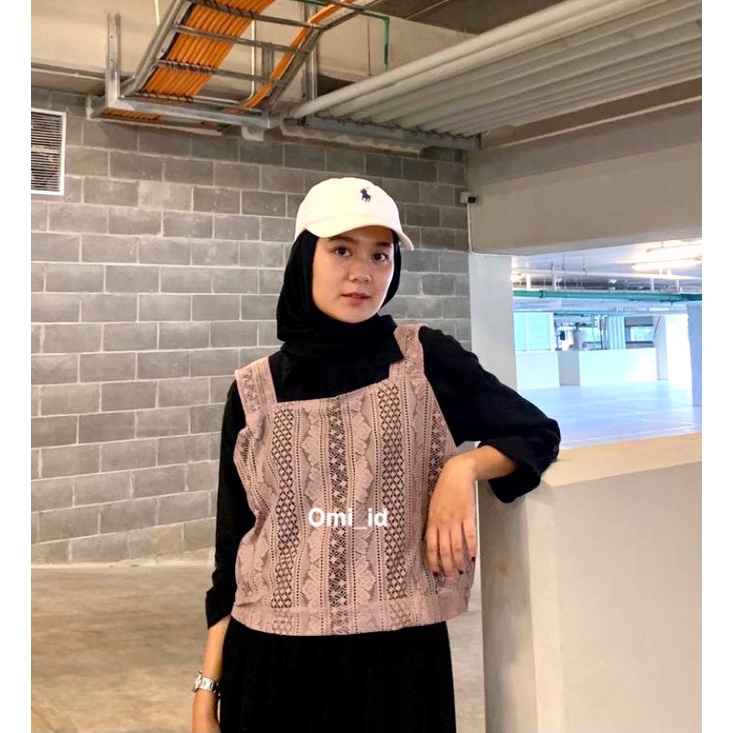 NURA VEST TANKTOP HALAL / ROMPI / CROP TOP/ BRUKAT LACE / OUTER/ ORIGINAL BY OMI_ID