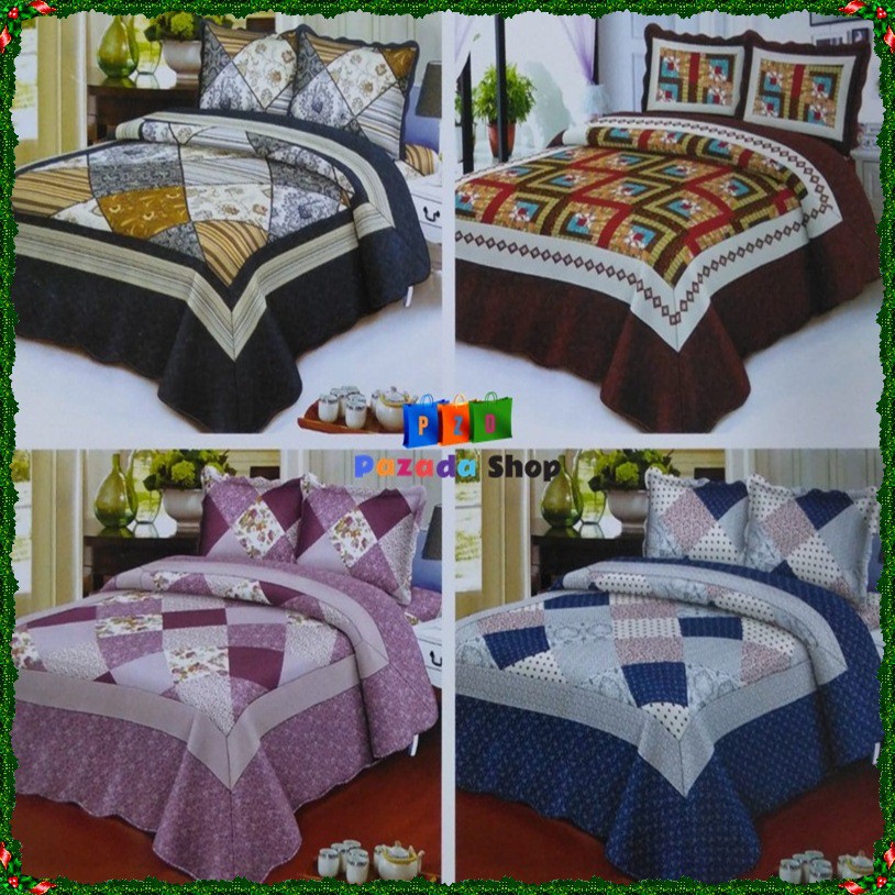 Selimut Bed Cover Shabby Chic Motif Patchwork Katun / Bedcover Tanpa Sprei - Vintage / Quilt Cover