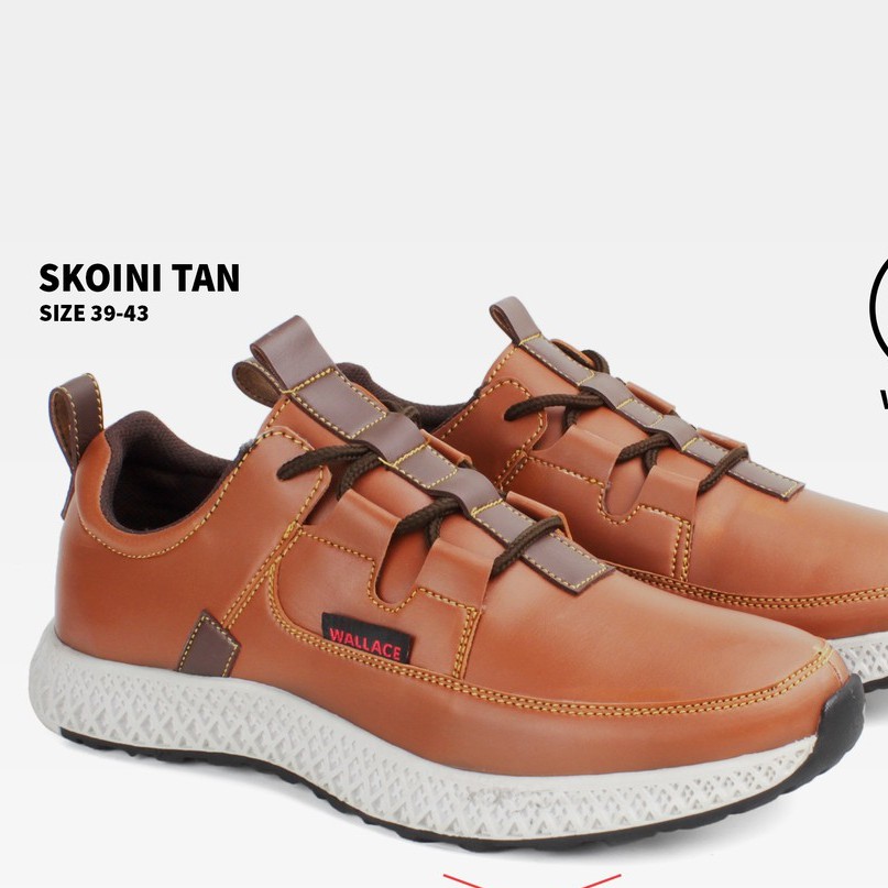 Sepatu Original Wallace 39-43 Skoini Tan Sepatu Sneakers Sport Running Santai Pria