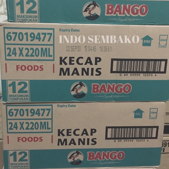 Kecap Bango 1 dus 200mlx24 / Kecap Manis Bango Tanggung Dus / Kecap Bango refill 200ml Karton