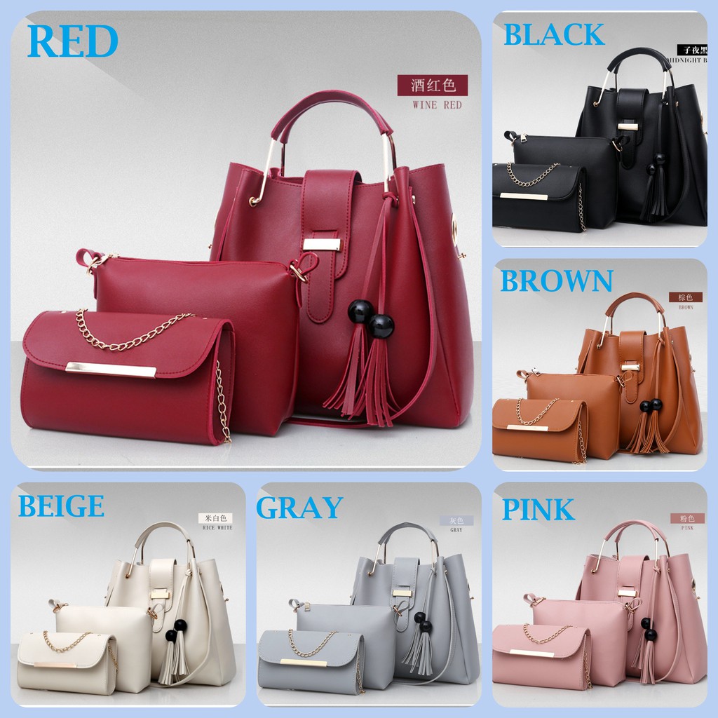 JK 603 TAS WANITA FASHION IMPORT SET 3 IN 1 C8210 Y4015 T205 U889 P8799