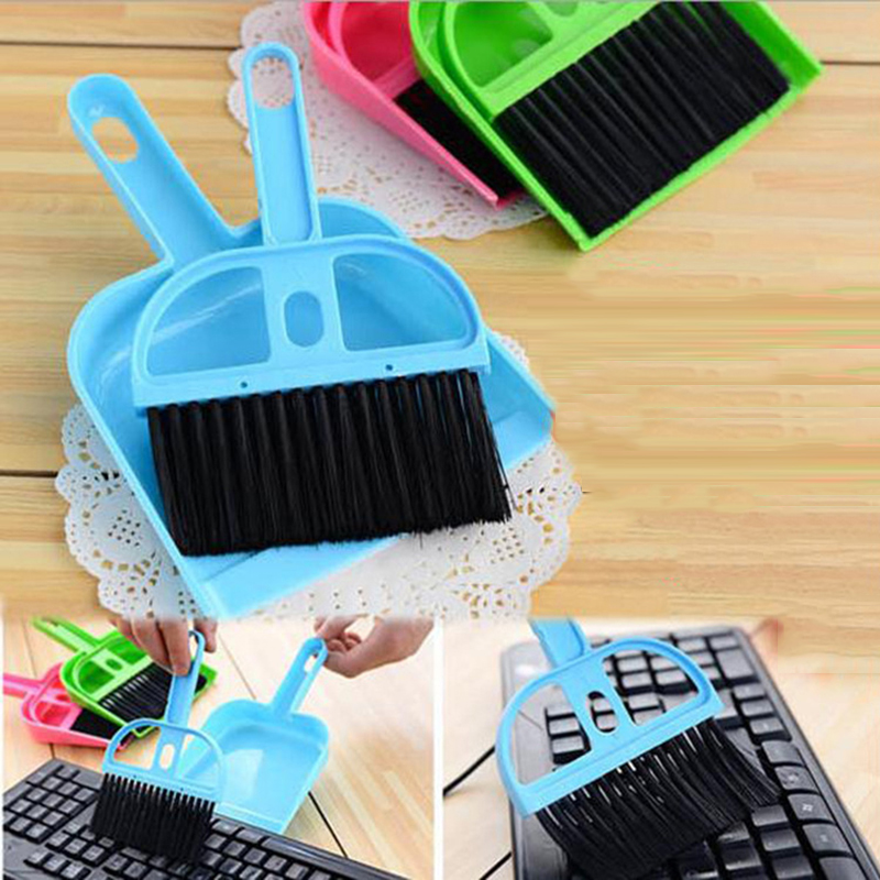 Pengki Dan Sikat Dapur Plastik Mini Pembersih Meja Sweeper Dust Pan Set Alat Pembersih Debu Sikat Keyboard Desktop