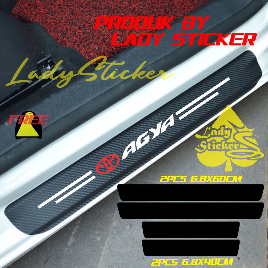 SILLPLATE CARBON 3D MOBIL AGYA STICKER KARBON 3D PIJAKAN KAKI MOBIL TOYOTA AGYA