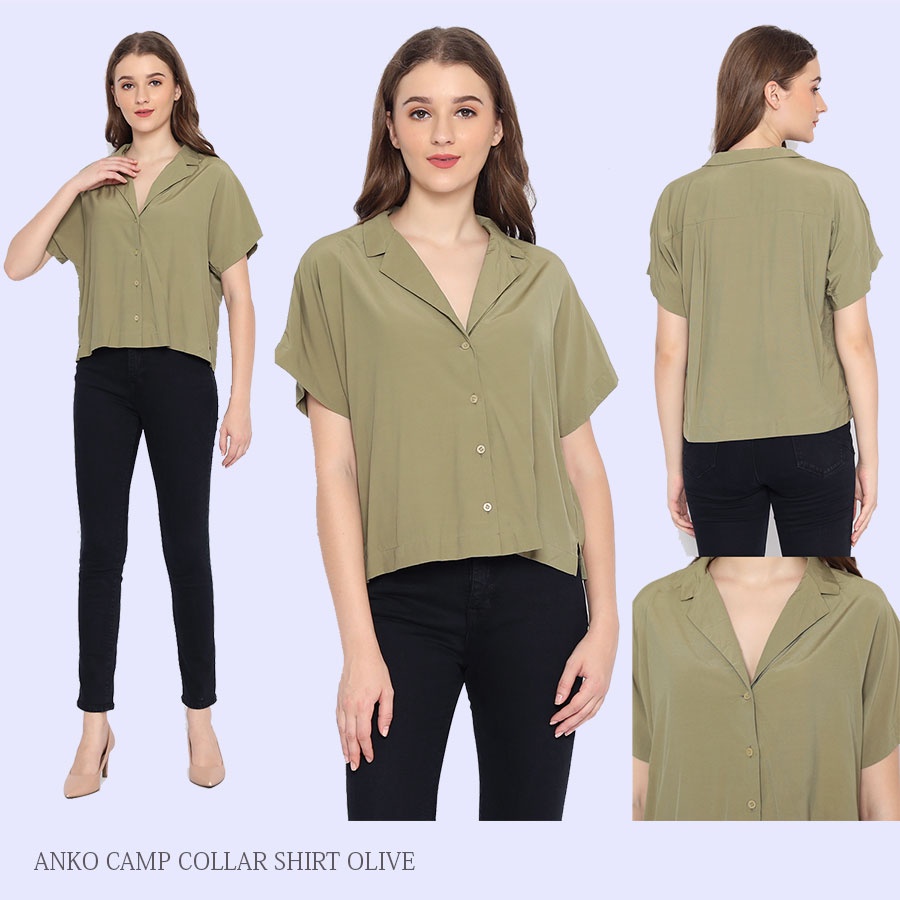 BLOUSE WANITA ANKO CAMP COLLAR BLOUSE-6