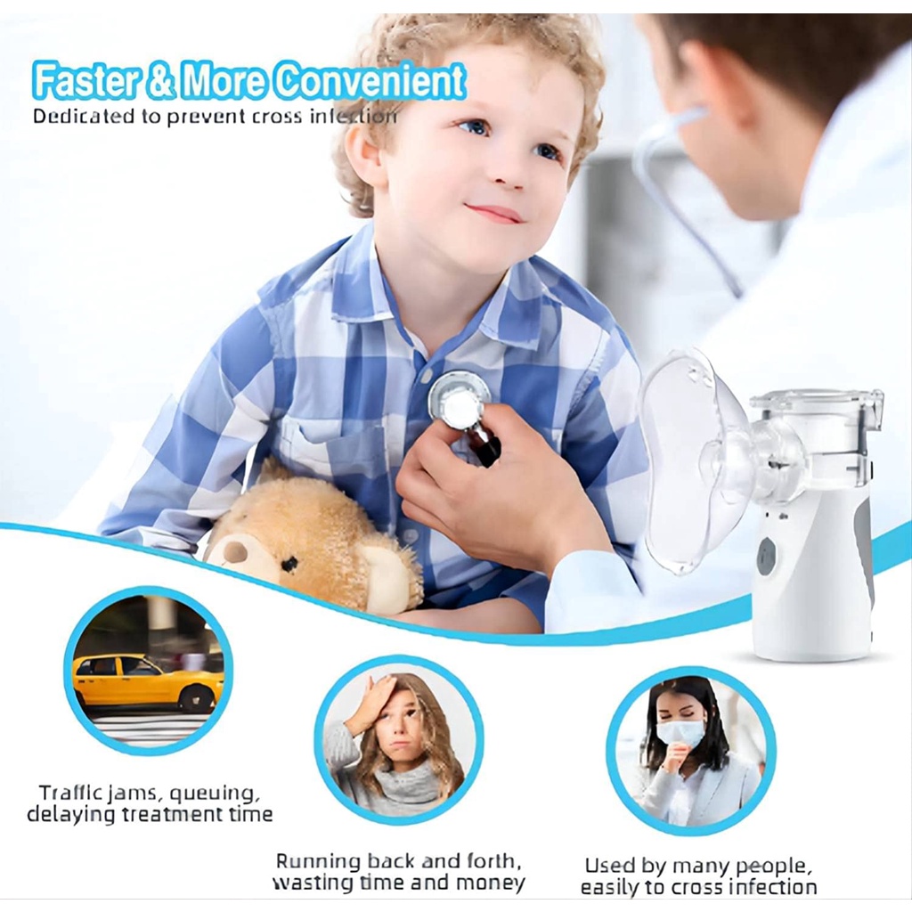 【Pengiriman di hari yang sama】 Mini Ultrasonic Nebulizer Anak dan Orang Dewasa, Portable Silent Inhaler, Inhalasi Nebulizer, Perawatan Kesehatan Isi Ulang Alat Penyemprot