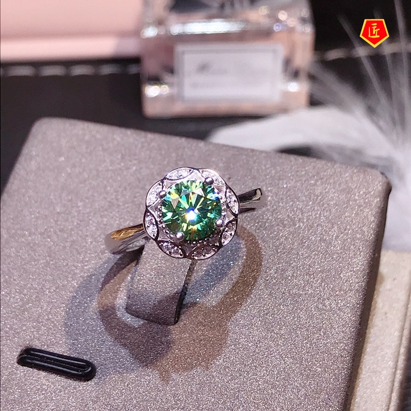 [Ready Stock]Classic Simple Green Moissanite Ring