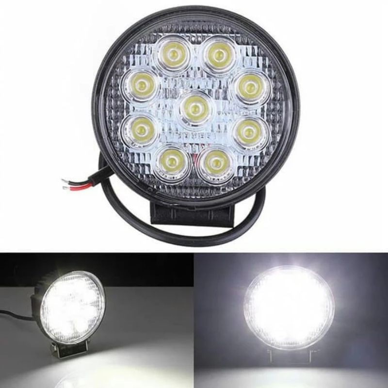 Lampu Sorot WORKLIGHT LED BULAT 27W Lampu Tembak 9 MATA Motor Mobil