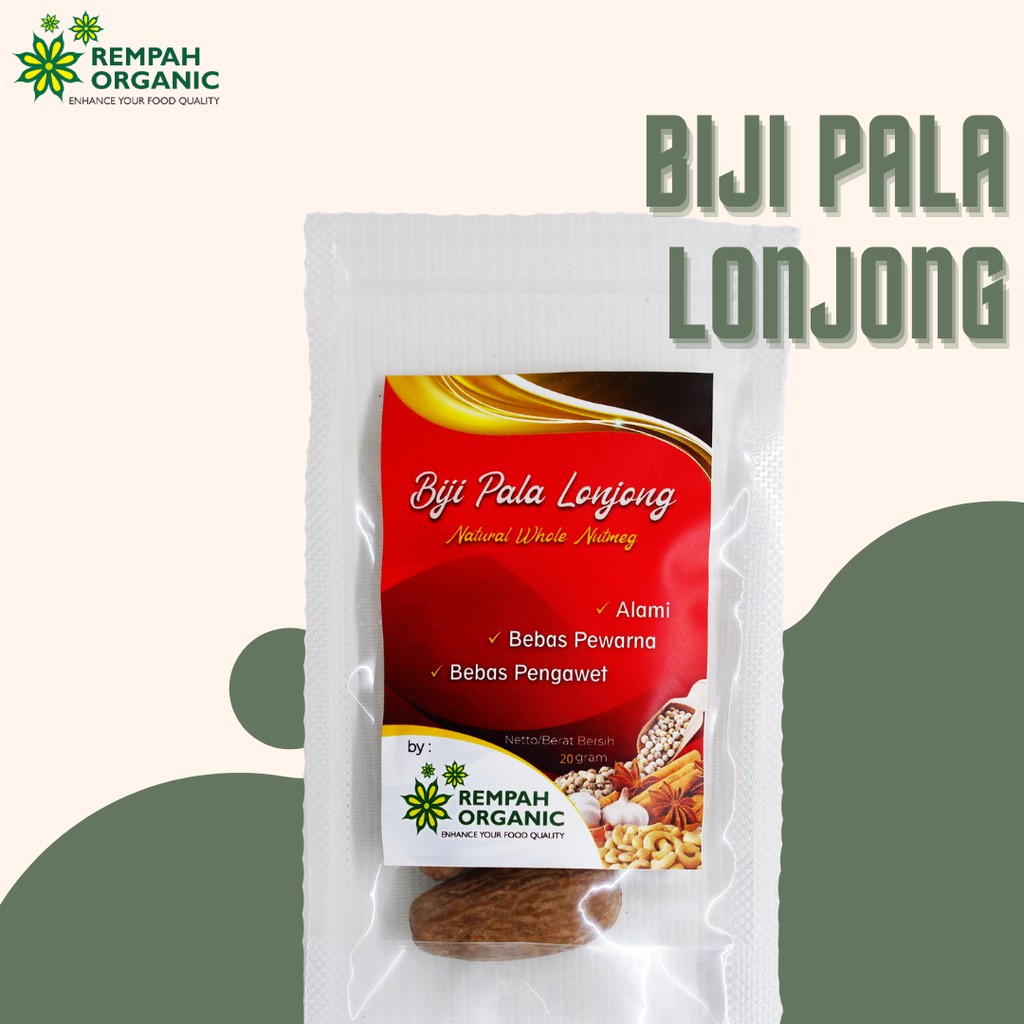 

Rempah Organic - Natural Whole Nutmeg / Biji Pala Lonjong 50 Gram