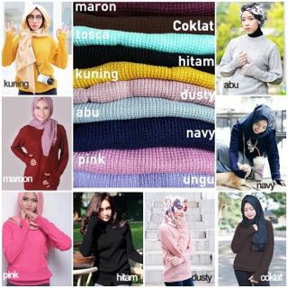 HOPYLOVY - Blouse Thumbhand bahan Rajut