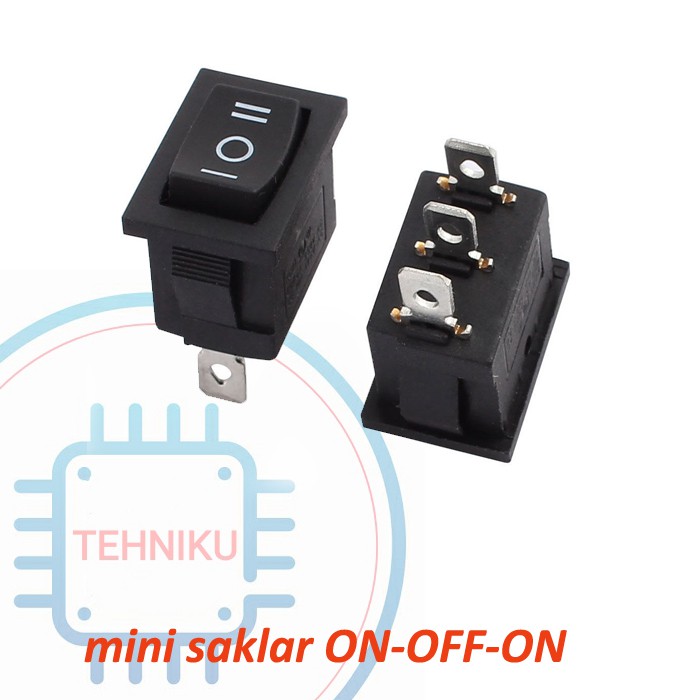 Saklar Rocker switch 3 pin Hitam ON OFF ON