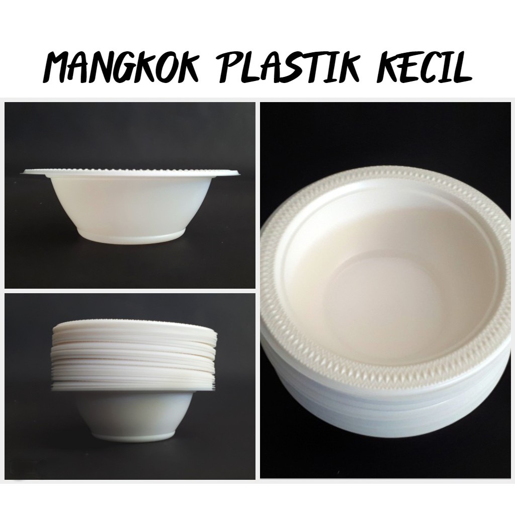 Mangkok Makan Plastik Kecil 5 Inch Isi 50 Pcs 12 Cm M05 Putih Susu