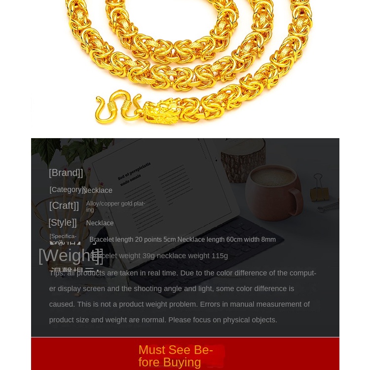 Gelang Kalung Desain Kepala Naga Bahan Kain Lapis Emas Asli Kadar 375 Handmade Untuk Pria