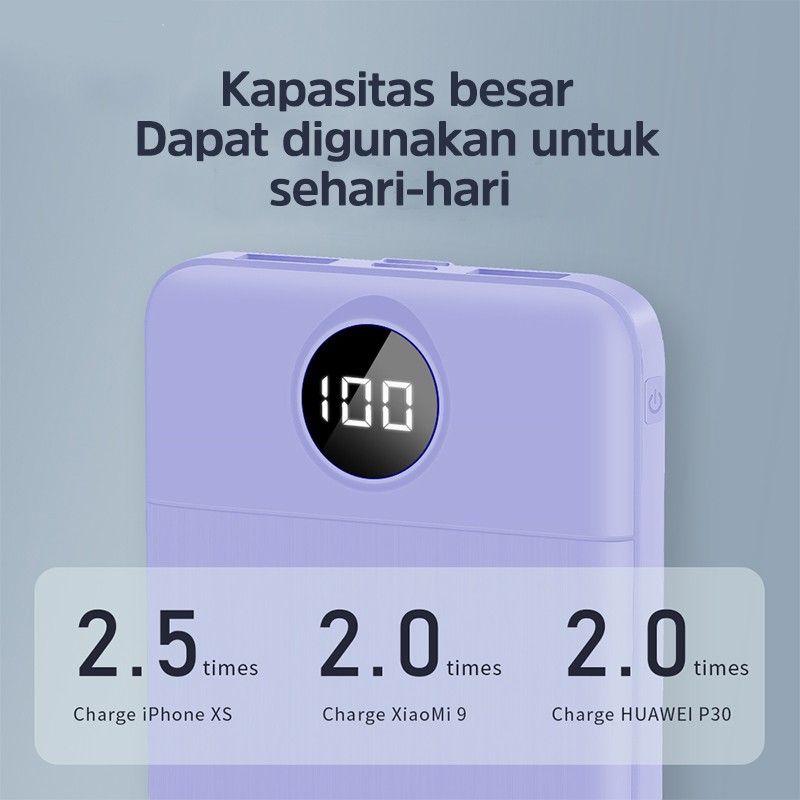 PowerBank 20000mah 10000mah Fast Charging Power Bank Dual Input Port Type C & Micro USB Original Quick Charger Real Capacity mini murah Iphone 13 mini pro max 11 10 8 7 6 xiaomi Samsung Oppo Vivo  iphone xr x hp Realme Redmi infinix Ipad Batteries Ga-3