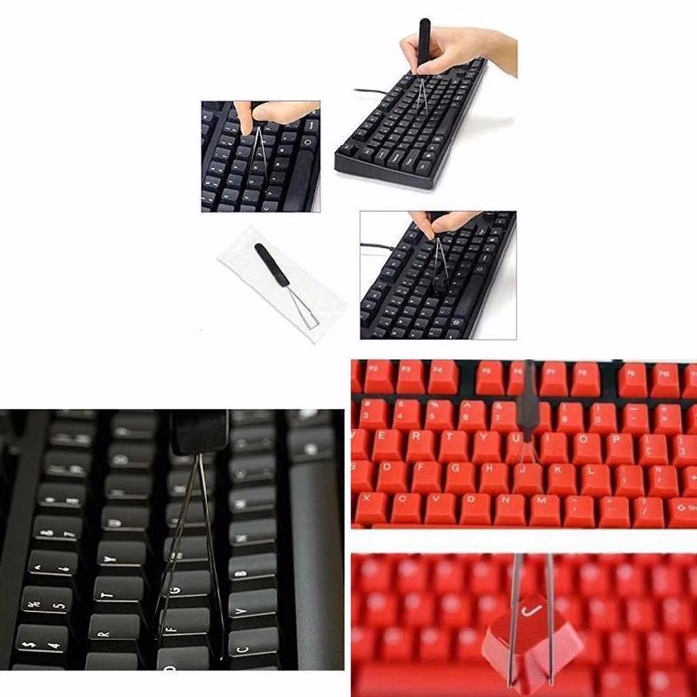 QUINTON High Quality Keyboard Key Puller Keyboard Switch Mechanical Keyboard Keycap Puller Keyboard Accessories Plastic Handle Practical Steel wire Keyboard Cleaning Tool Keyboard Key Remover Tool/Multicolor