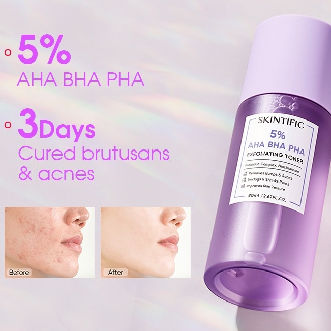SKINTIFIC 5% AHA BHA PHA EXFOLIATING TONER 80ML