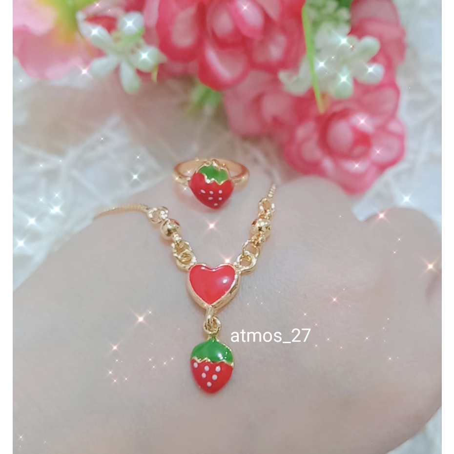 set perhiasan anak kalung LOVE free CINCIN