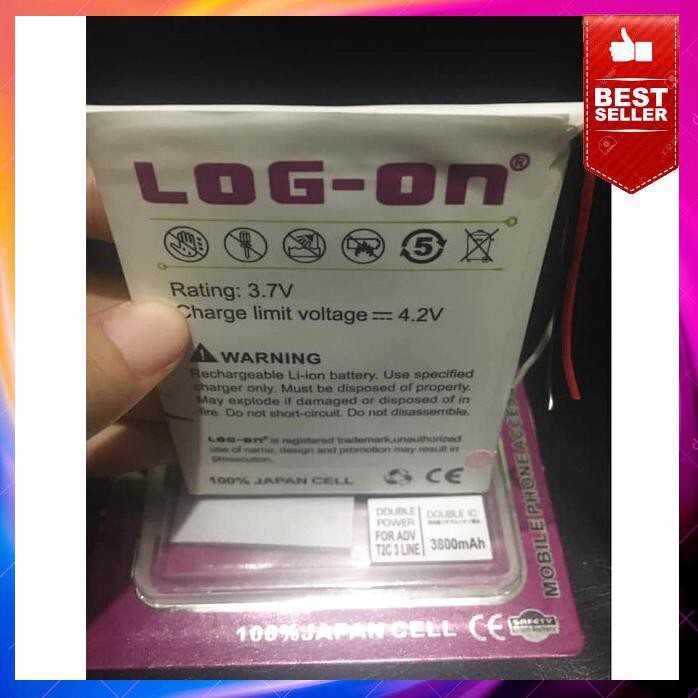 Acc Hp Baterai Advan Tablet Ipad T2C T1D 3Kabel 3800Mah Double Power Log On