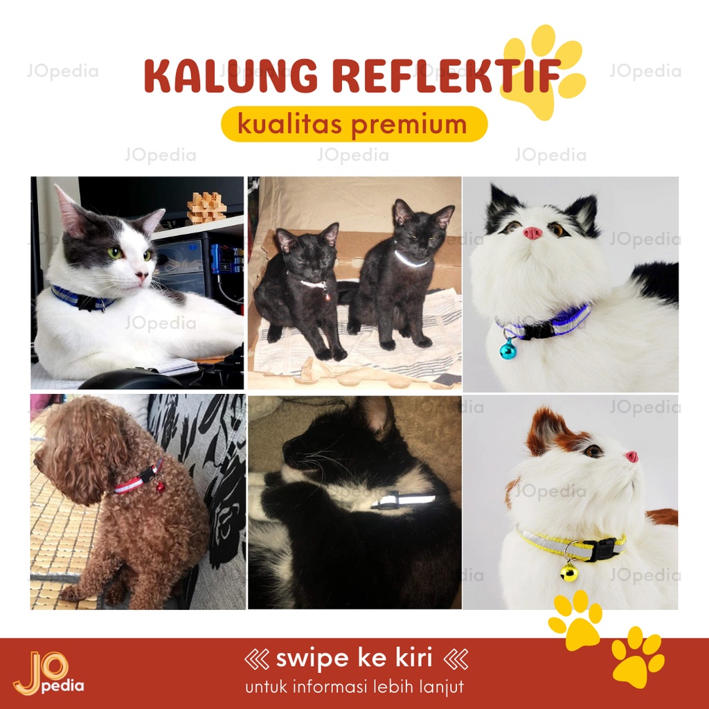 KALUNG Kucing Anjing Kelinci Reflektif Kalung Lonceng Dog Cat Collar Bell