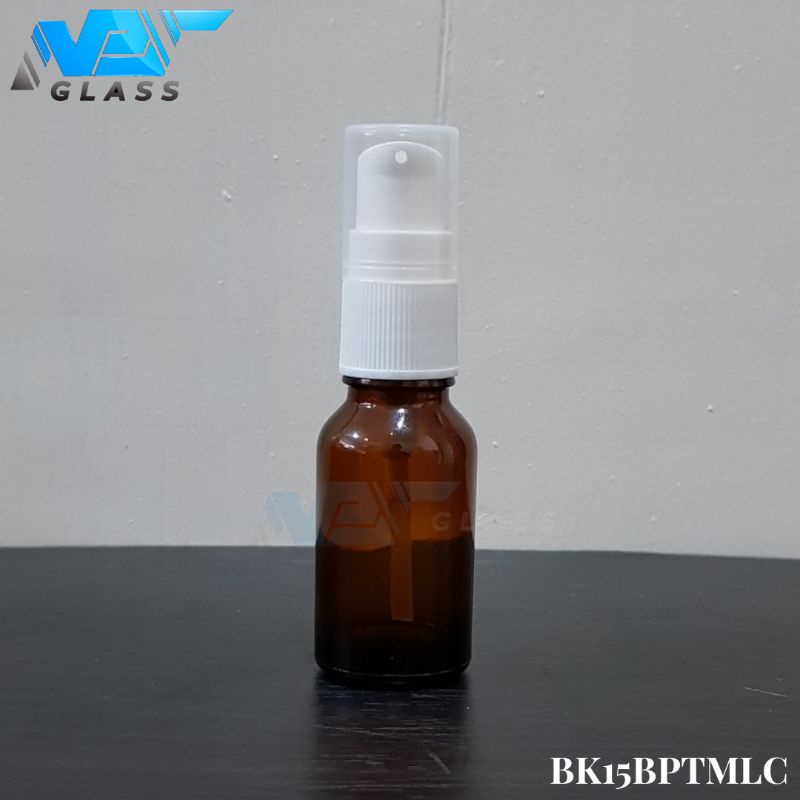 botol pump treatment 15ml kaca coklat amber