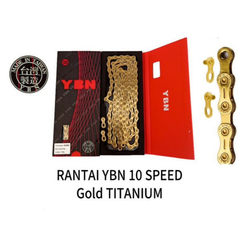 Rantai Sepeda YBN 10 Speed Gold GH-10 - Tig Sram Shimano Campaknolo