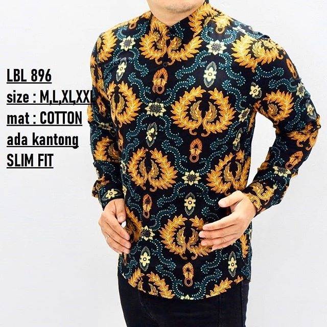 LBL 896 HEM KEMEJA BATIK PRIA SLIM FIT LENGAN PANJANG LUIGI BATANI