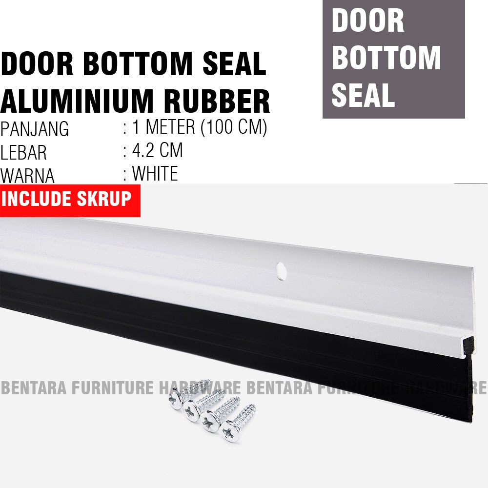 ALUMINIUM DOOR BOTTOM SEAL STRIP WHITE- RUBBER PUTIH KARET - PENUTUP CELAH BAWAH PINTU ALU ANTI DEBU PENGEDAP SERANGGA SUARA