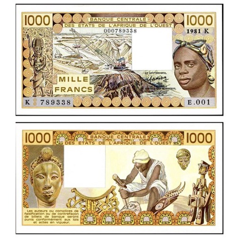 Uang kuno 1000 afrika barat tahun 1981 repro
