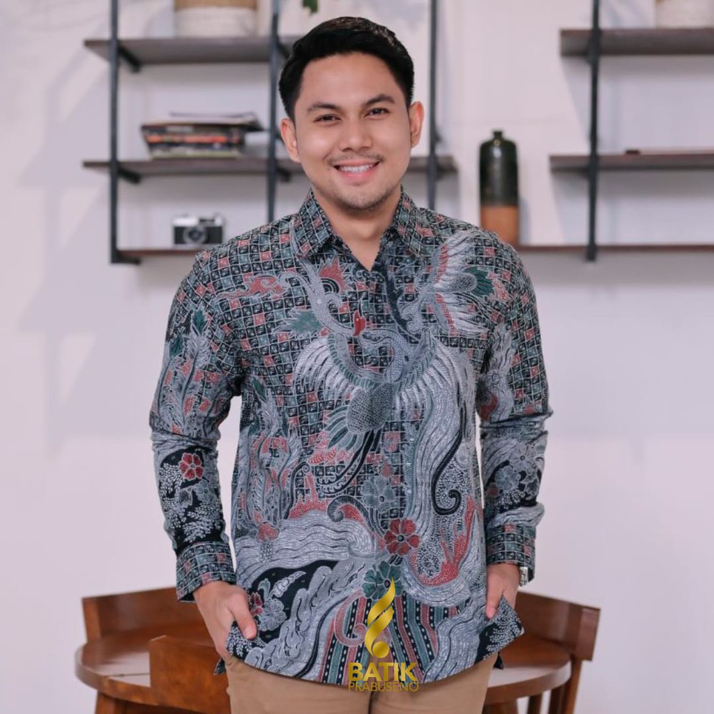 PRABUMULYA ABU KEMEJA BATIK PRIA LENGAN KAIN ATASAN COUPLE BAJU COWO COWOK BIG JUMBO MODERN PREMIUM 