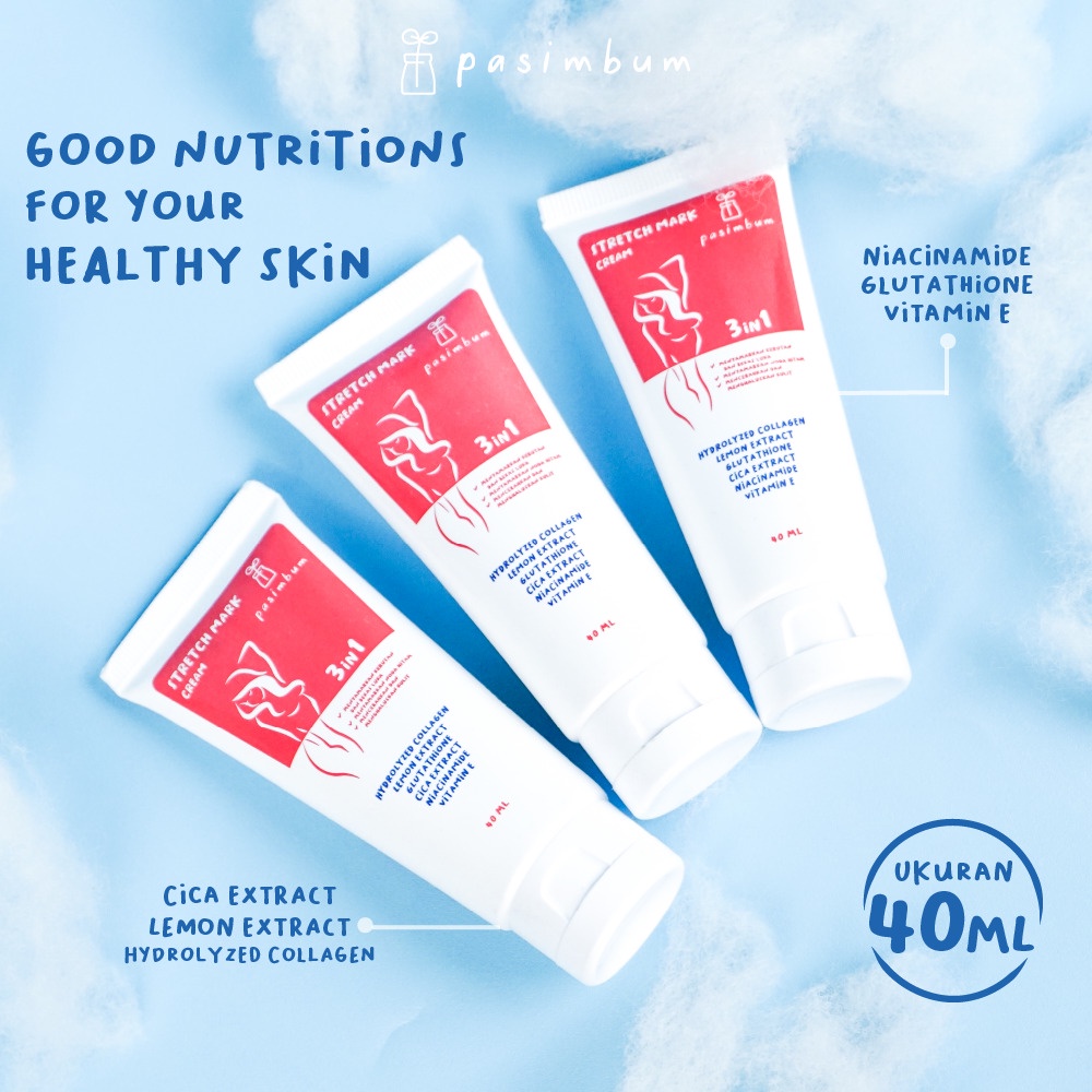 PASIMBUM Stretch Mark Cream - Penghilang Bekas Luka Operasi Selulit Keloid Strechmark